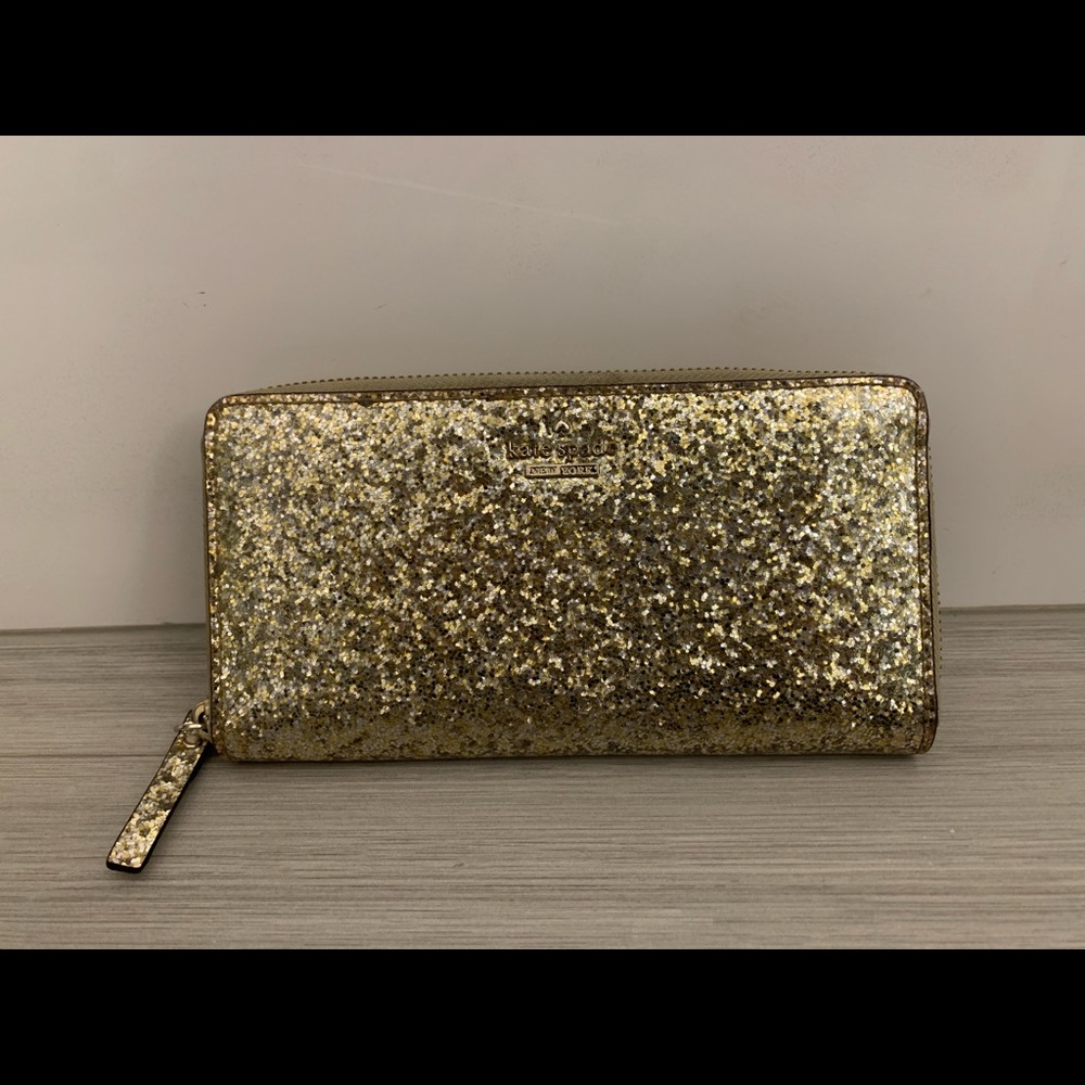 Authentic Kate Spade Wallet in Glitter Gold